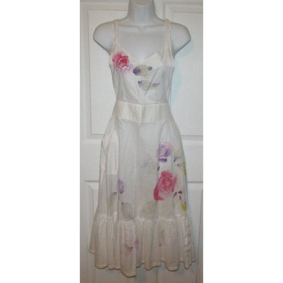 Handpainted Floral Long Pinafore Apron Dress - Picture 2 of 11
